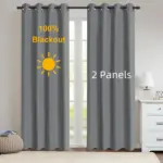 rideau occultant thermique doublé à œillets, lot de 2 panneaux