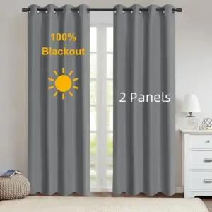 rideau occultant thermique doublé à œillets, lot de 2 panneaux