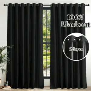 Rideau occultant thermique double couche à œillets