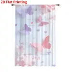 Voilage imprimé papillons et cœurs rose et violet – lot de 2 – vue 2