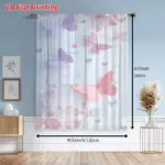 Voilage imprimé papillons et cœurs rose et violet – lot de 2 – vue 4
