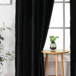 Rideau noir double couche à cantonnière ondulée blanche – vue 5