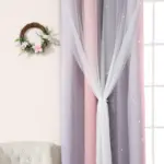 Rideau double couche dégradé rose et gris avec voilage étoilé – vue 5