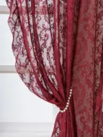 Rideau dentelle bordeaux vintage à volants – passe-tringle – vue 6