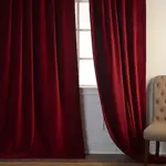 Rideau en velours rouge bordeaux à passe-tringle – vue 3