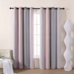 Rideau double couche dégradé rose et gris avec voilage étoilé – vue 4
