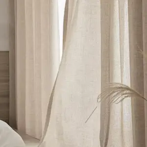 Rideau coton et lin tamisant à œillets – beige