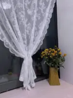 Voilage dentelle romantique blanc à nouer – vue 2