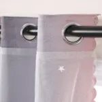 Rideau double couche dégradé rose et gris avec voilage étoilé – vue 6