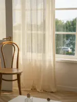 Voilage bohème ajouré beige – vue 3