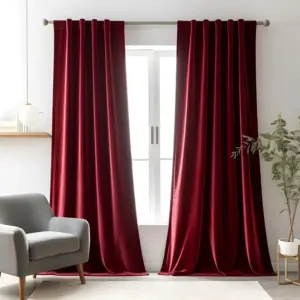 Rideau en velours rouge bordeaux à passe-tringle