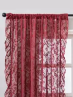 Rideau dentelle bordeaux vintage à volants – passe-tringle – vue 4