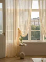 Voilage bohème ajouré beige – vue 2