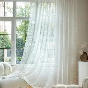 Voilage dentelle perlée blanc à l'ancienne – vue 2